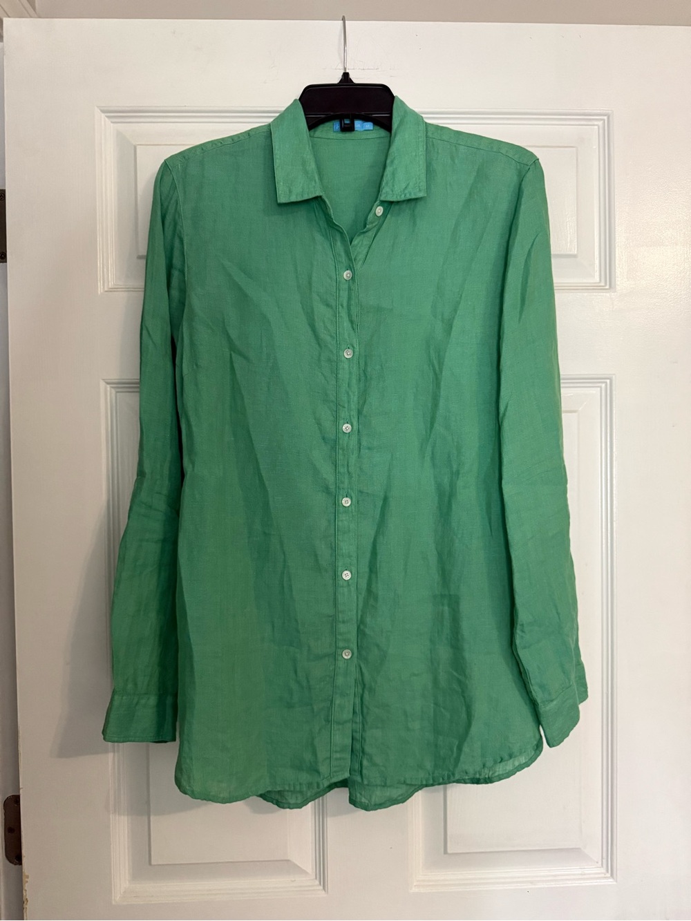 J. McLaughlin Bright Green Linen Button-Down Shirt